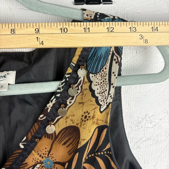 Coldwater Creek Multicolor Floral Mini Dress Sleeveless Drop Waist Beaded Size 8 - Picture 10 of 12